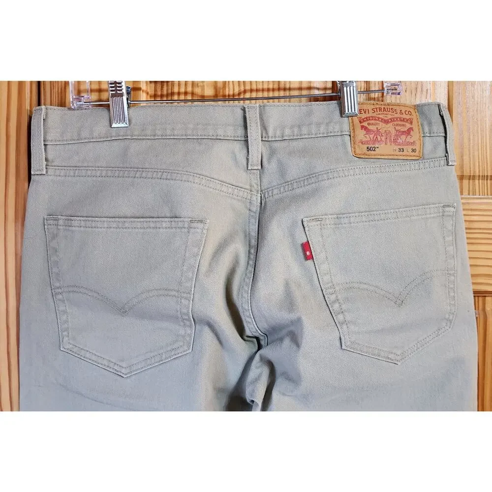 Levi’s 502 Regular Taper Jeans Khaki Beige Stretch W33‎ L30